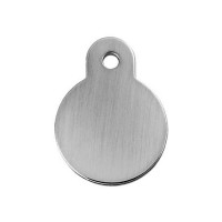 Quick-Tag Small Brushed Chrome Circle Personalized Engraved Pet ID Tag